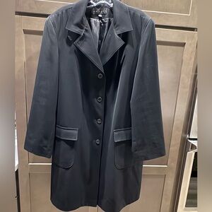 Women’s Gallery Black Button Front Long Sleeve Coat, XL